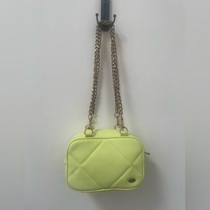 Scoop Lime Brass Chain Camera Shoulder Bag
